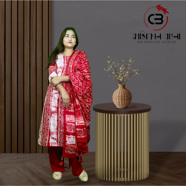 white and red color salwar kameez
