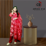 red printed salwar kameez