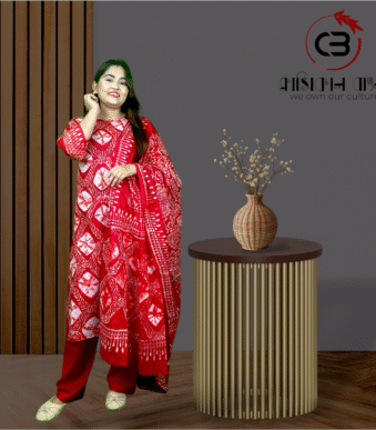 red printed salwar kameez