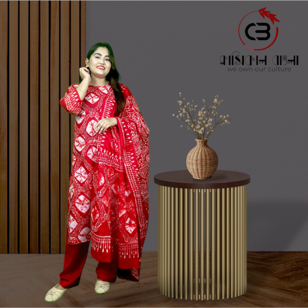 red printed salwar kameez